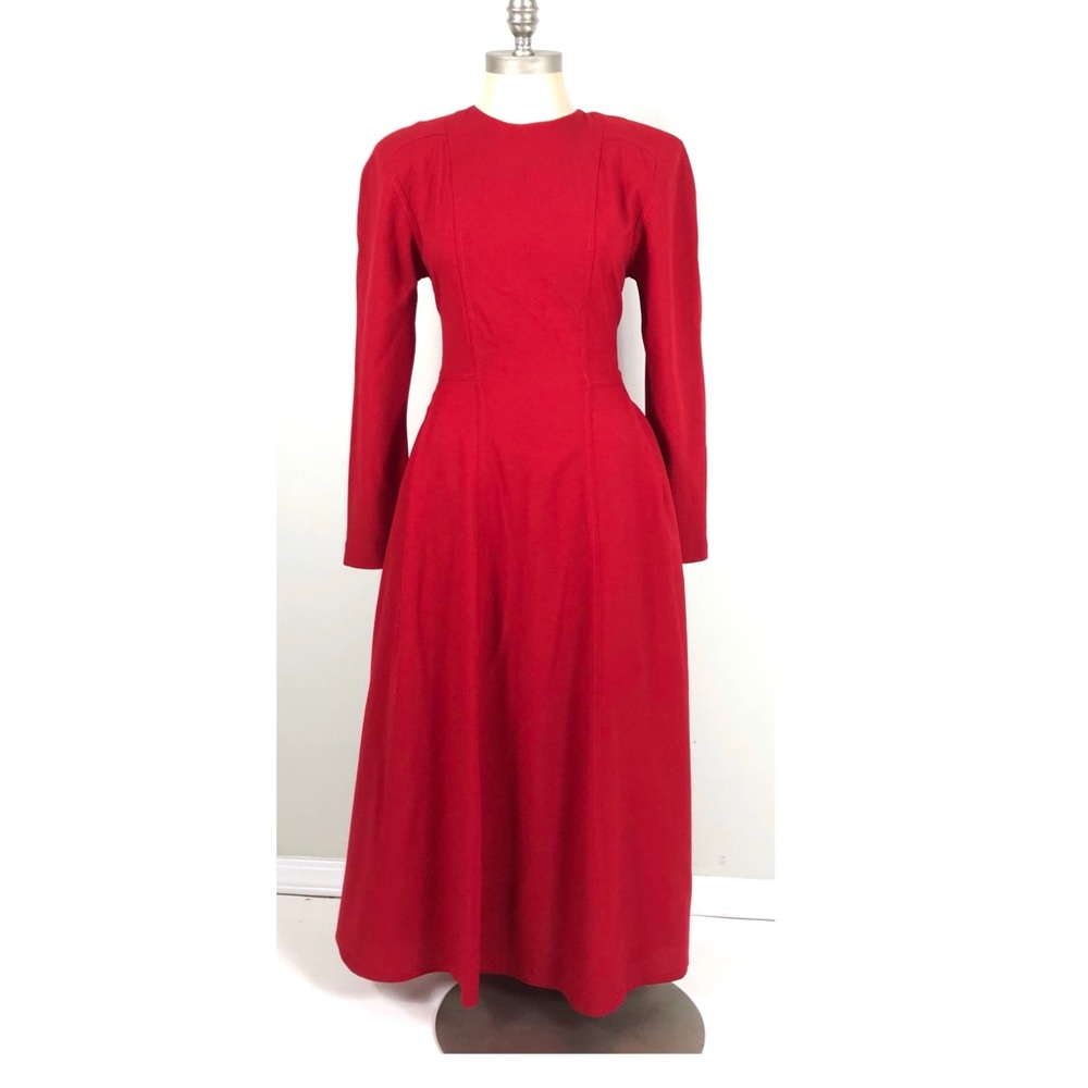 Vintage Ann Taylor Red Wool Dress – Union Made in USA ✨